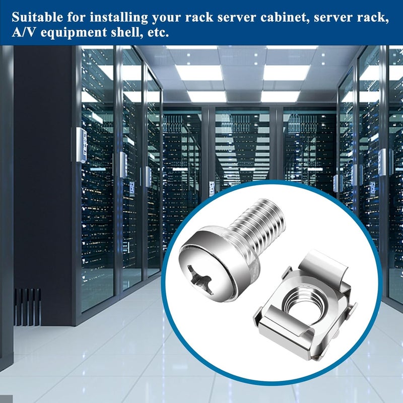 Sunxeke 45 Pack M6 x 16mm Rack Mount Screws,Cage Nuts for Rack Mount Server Shelves,Routers,Rack Mount Server Cabinet.Server Rack Screws,Square Insert Nuts and Washers with Box(Silver) - Image 5